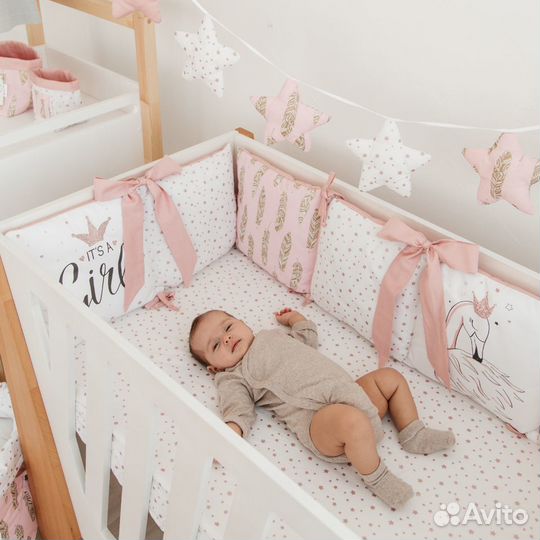 Бортики в кроватку для девочки