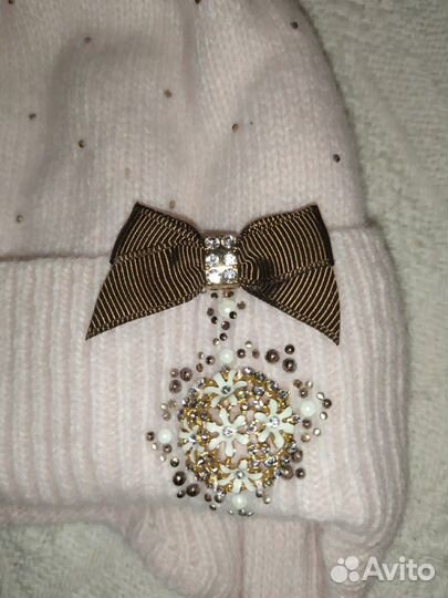 Шапка зимняя с помпоном из натурального меха 50-52