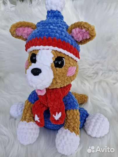 Игрушка Щенок вязаный ручной работы