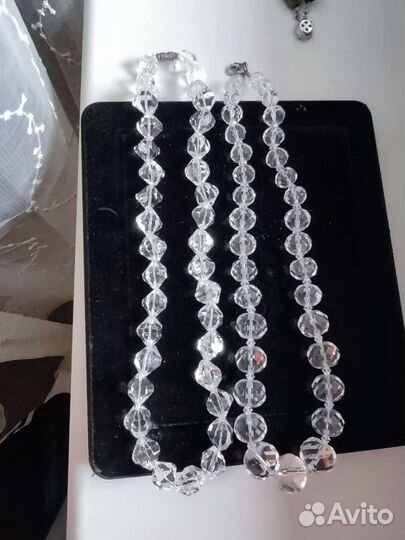 Бусы винтаж, горный хрусталь, натуральная бирюза