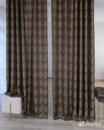 Шторы жаккард Альба Кофейный готовые