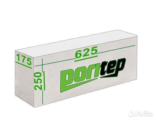 Газобетонные блоки Poritep 625x250х400