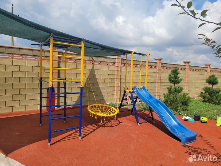 Уличный комплекс с горкой + качеля-гнездо