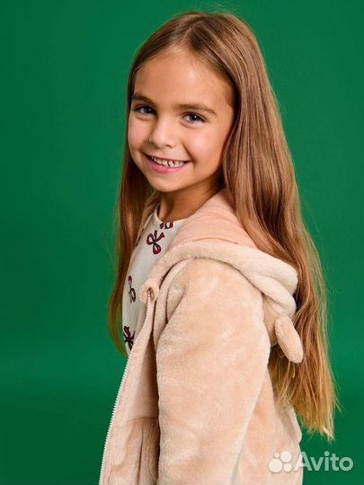 Велюровая толстовка на молнии для девочки