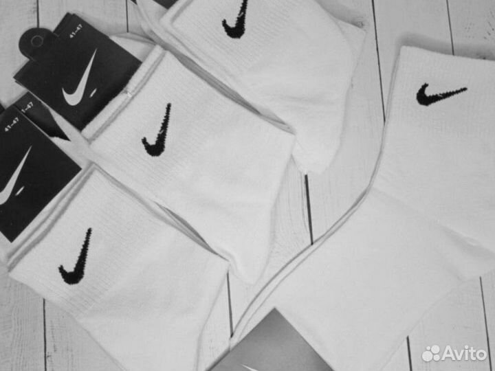 Носки Nike белые чёрные хлопок