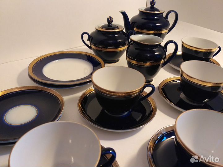 Фарфоровый чайный сервиз кобальт лфз