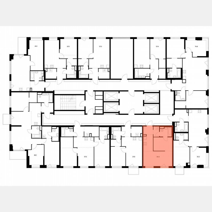 1-к. квартира, 34,3 м², 18/32 эт.
