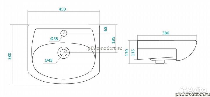 Santek Азов 1WH112449 Умывальник 45