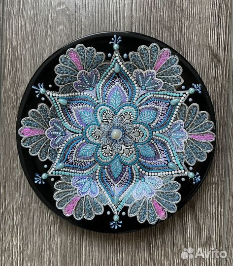 Тарелка декоративная блюдо ручная роспись мандала