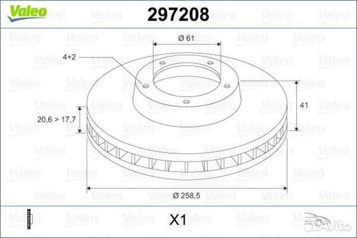 Valeo 297208 Диск тормозной перед прав/лев LCV