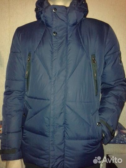Куртка, пуховик темно-синий 48 р