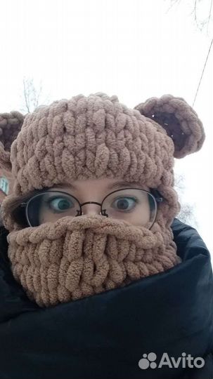 Балаклава вязаная с ушками