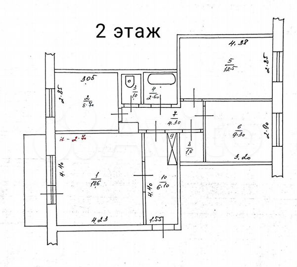 3-к. квартира, 66,6 м², 2/5 эт.