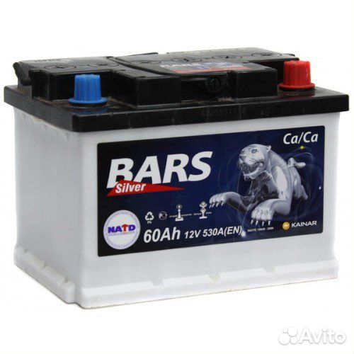 Аккумулятор bars silver 60a/ч (низкий)