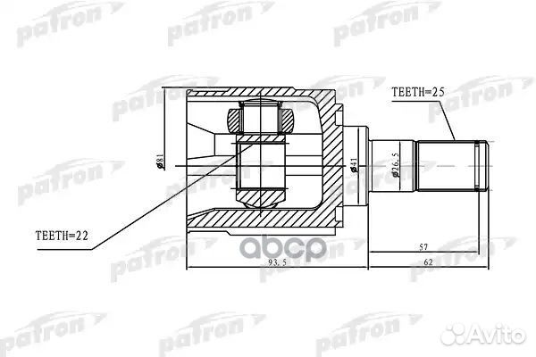 Шрус внутренний 25x41x22 KIA RIO 05- PCV1168 PA