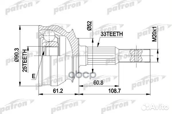 ШРУС наружн к-кт 33x52x25 opel: ascona, kadett