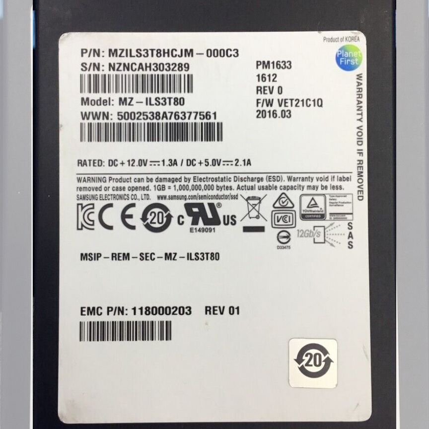 [PM1633] Ssd Samsung 3.84tb Mz-Ils3t80 Sas Pm1633