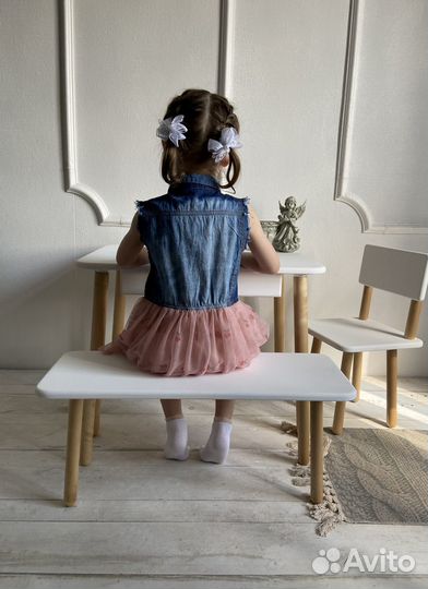 Детский деревянный стол и стул из массива бука