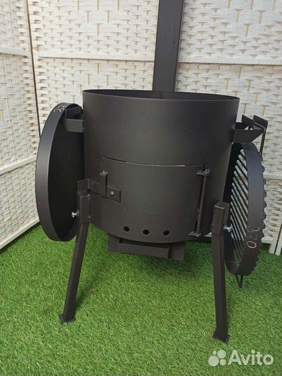 Печь под казан с дверцей, трубой и зольником