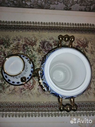 Самовар фарфоровый, гжель