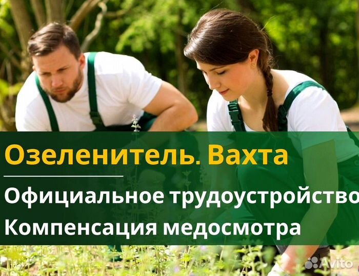 Вахта 60/30 Жильё питание / Озеленитель