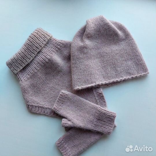 Шапка, снуд и митенки