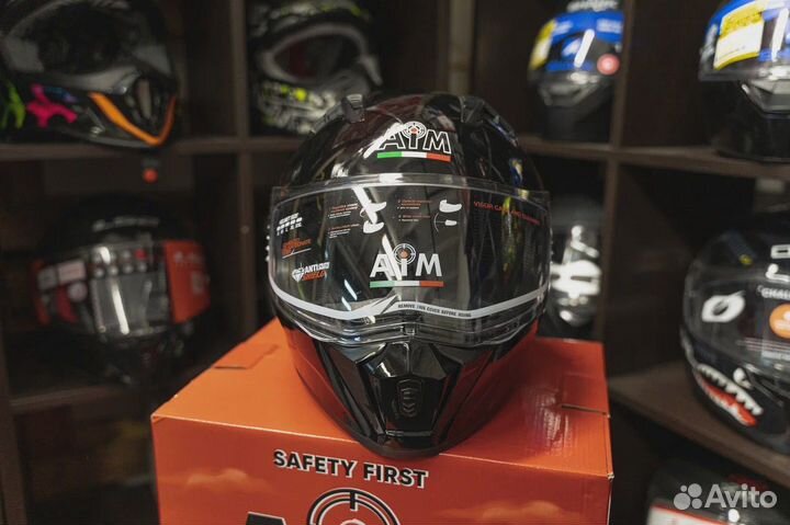 Снегоходный шлем AiM JK906, черный глянец,XL