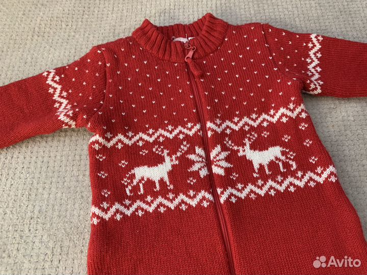 Новогодний вязаный комбинезон 74