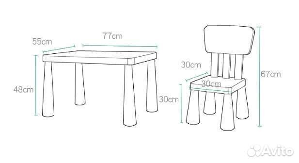 Новый детский стол и стул