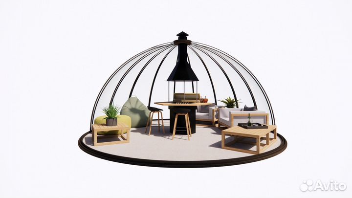 Купольная беседка с гриль зоной