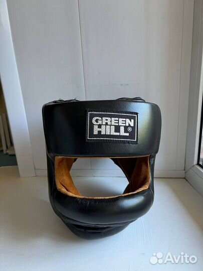 Боксерский шлем с бампером green hill