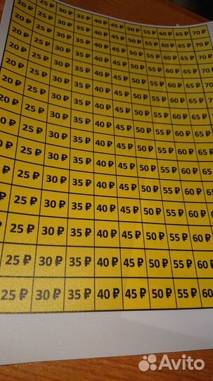 Комплект пластиковых ценников на снековый автомат