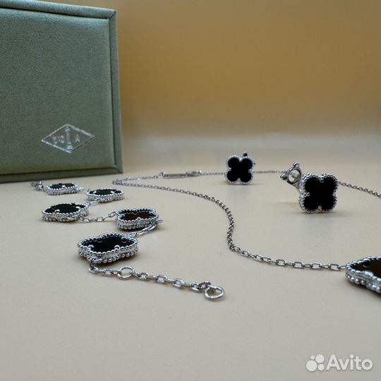 Набор Van Cleef & Arpels оникс серебро