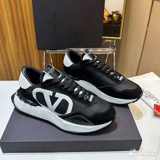 Кроссовки мужские Valentino кожаные чёрные