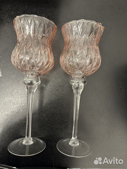 Подсвечник цветное стекло 2 штуки