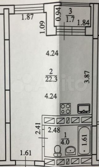 Квартира-студия, 28,9 м², 20/20 эт.