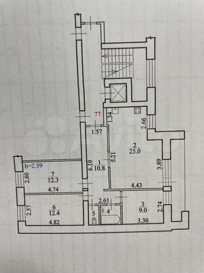 4-к. квартира, 77,8 м², 3/9 эт.