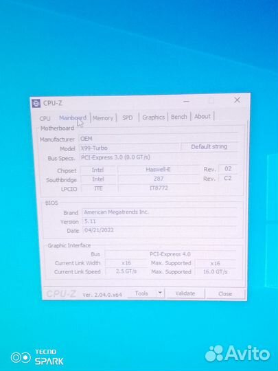 Материнская плата с процессором и памятью