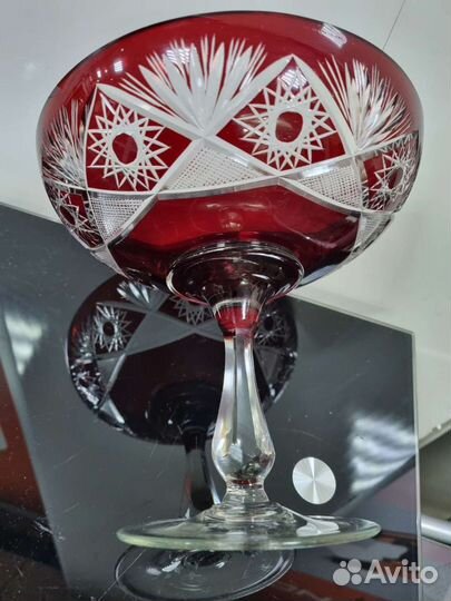 Ваза для фруктов цветной хрусталь (марганцевый). Е