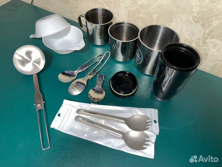 Ложки титановые, посуда походная, огниво