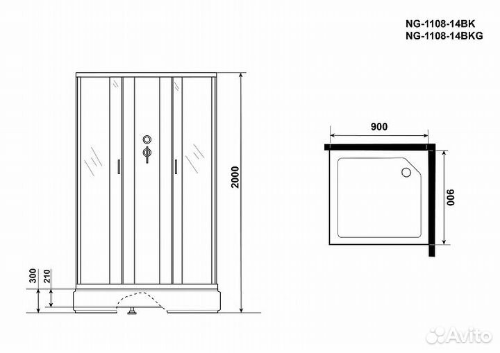 Душевая кабина Niagara Classic 90x90 NG-1108-14BK