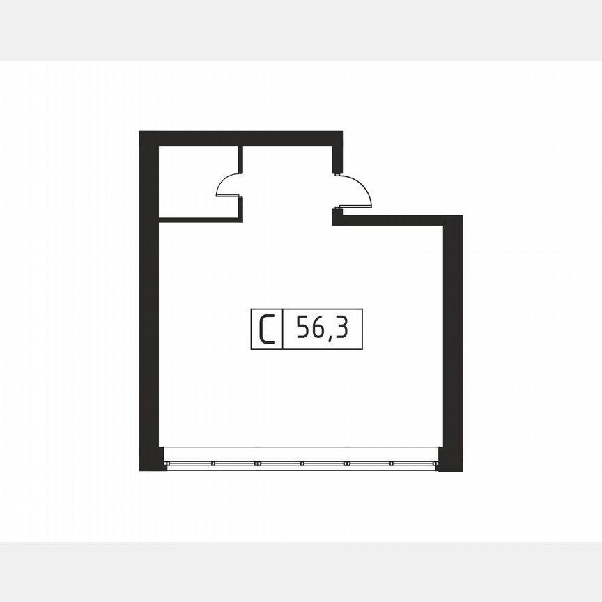 Квартира-студия, 56,3 м², 1/8 эт.