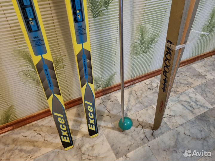 Лыжи, крепления б/у 2 пары