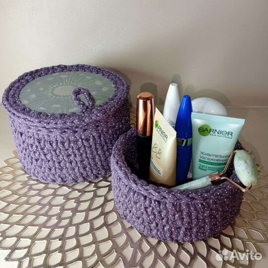 Комплект 2 корзин из трикотажной пряжи