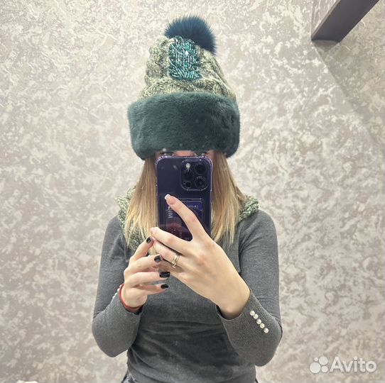 Шапка норковая женская вязаная