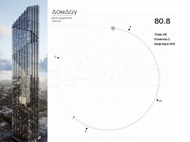 2-к. квартира, 80,8 м², 46/85 эт.