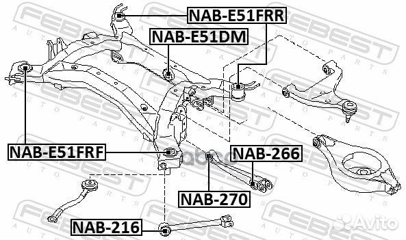 NAB-E51FRF сайлентблок подрамника передний Nis