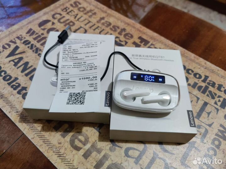 Беспроводные bluetooth наушники Lenovo QT81 новые