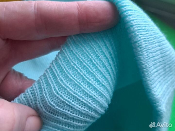 Шапка бини 2 шт неон зелёный + голубой