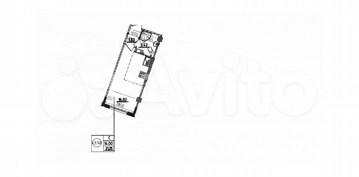 Квартира-студия, 21,3 м², 12/18 эт.